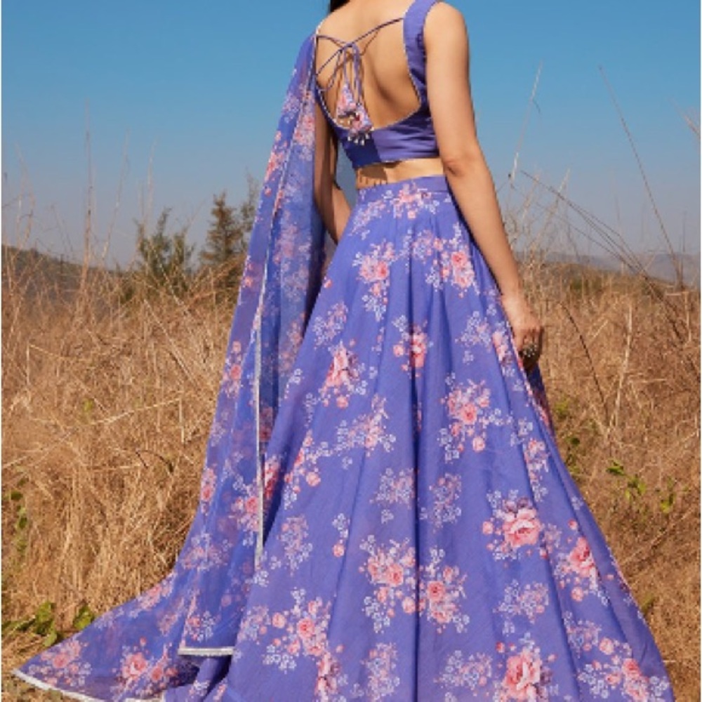 Floral Purple Lehenga Choli with Dupatta